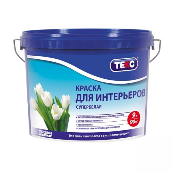 Краска в/д ТЕКС Интерьерная супербелая 1,3 кг (0,9 л) Профи (18 шт/уп) Краска в/д ТЕКС Интерьерная супербелая 1,3 кг (0,9 л) Профи (18 шт/уп)