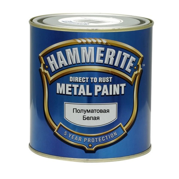 Краска Hammerite полуматовая белая (0,75 л) 6шт/уп
