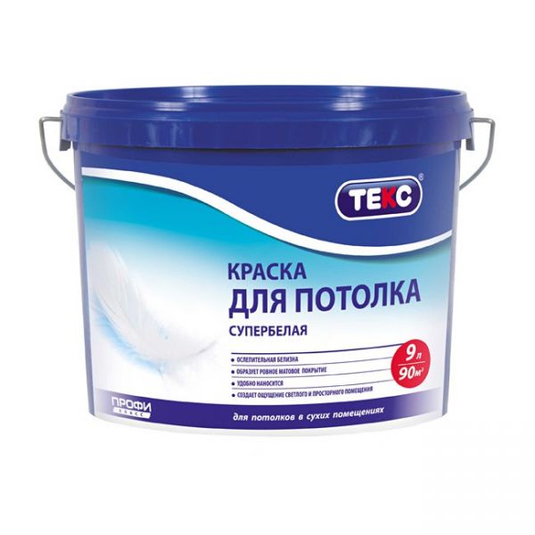 Краска в/д ТЕКС для потолка супербелая 2,8 кг (1,8 л) Профи