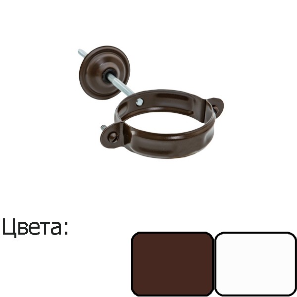 Хомут трубы Aquasystem (125/90) белый (хомут, метиз, накладка)